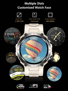 Hombres 1 pieza azul de silicona con tira deportivo fecha monitoreo de frecuencia cardíaca seguimiento del sueño multifunción redondo esfera inteligente compatible con Androids iPhone - Azul - Ver 7