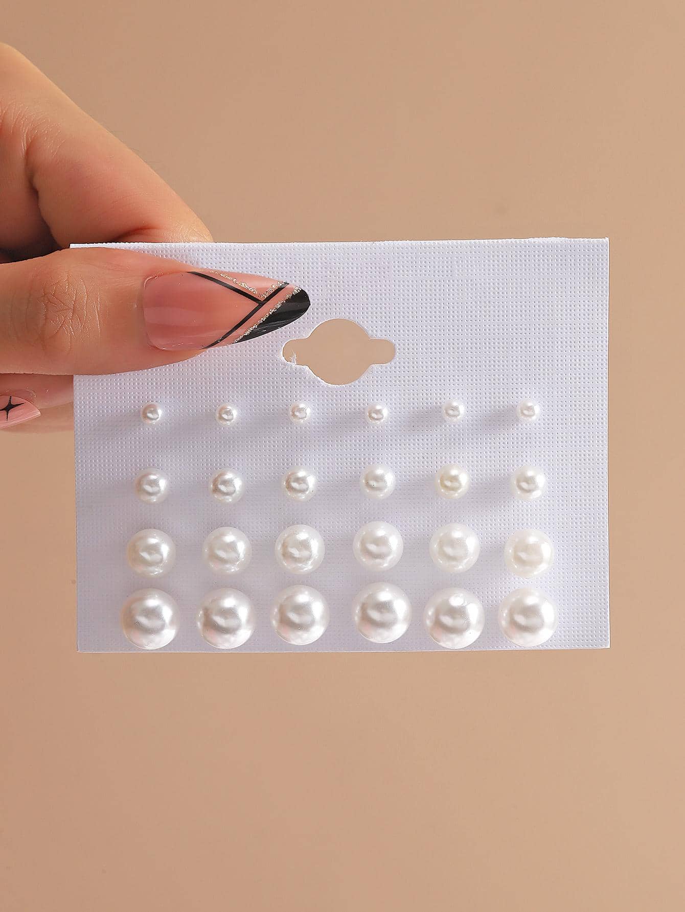 12pairs/Set Faux Pearl Decor Stud Earrings - White - View 1