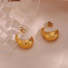 Minimalist Hoop Earrings - Yellow Gold - View 2
