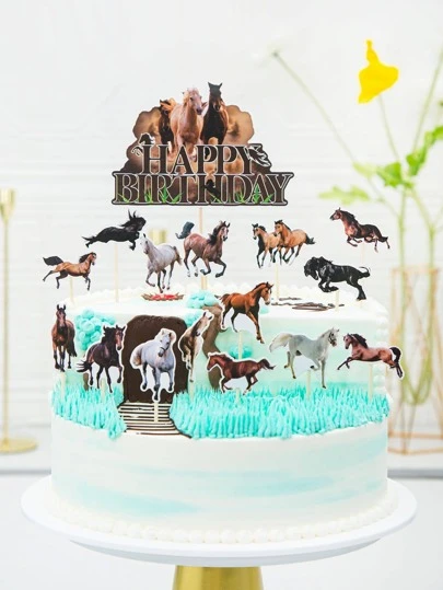16入組馬設計蛋糕裝飾
