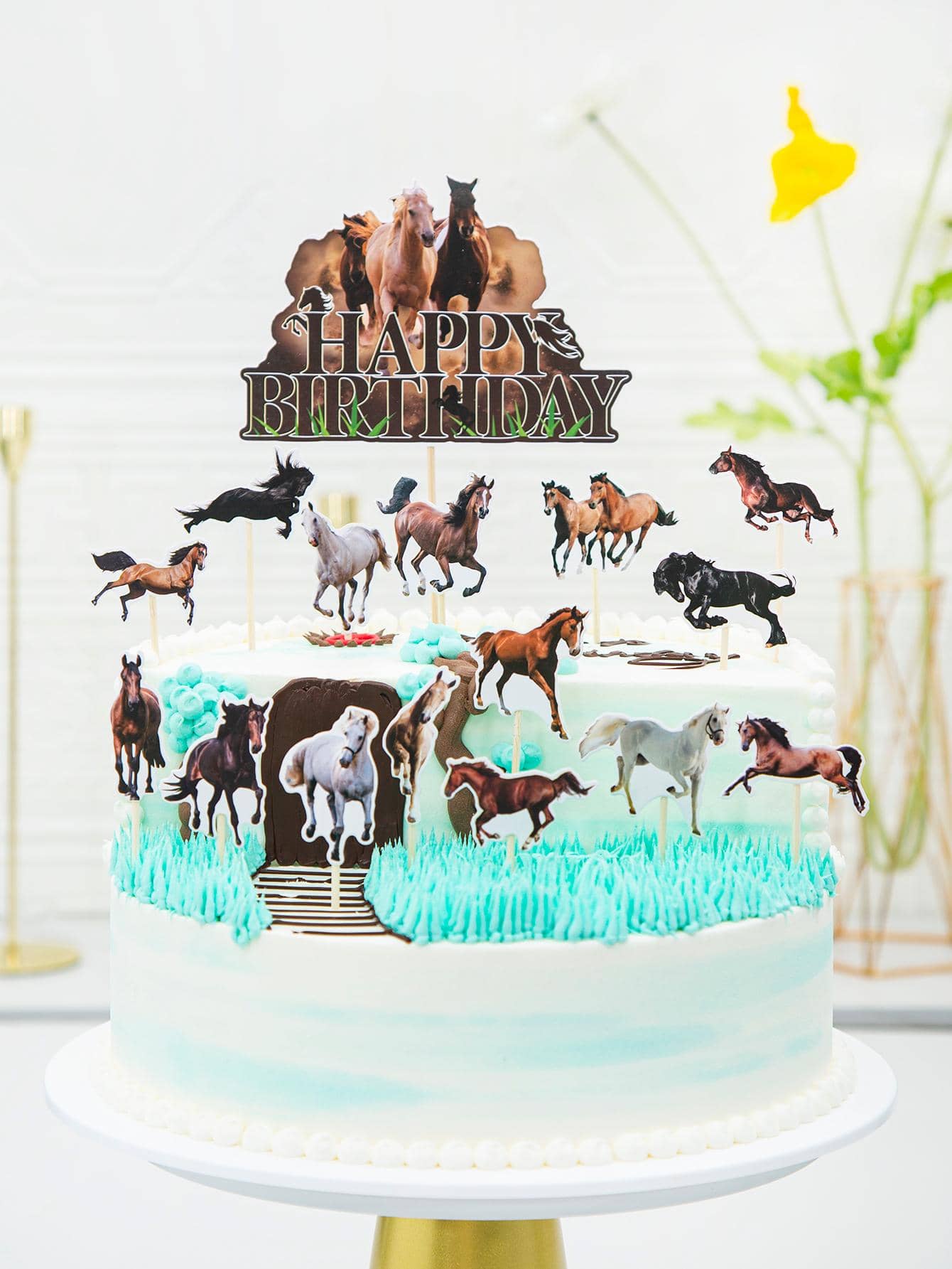 16入組馬設計蛋糕裝飾 - 彩色 - 查看 1