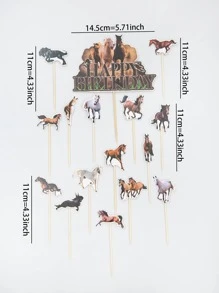 16入組馬設計蛋糕裝飾 - 彩色 - 查看 2