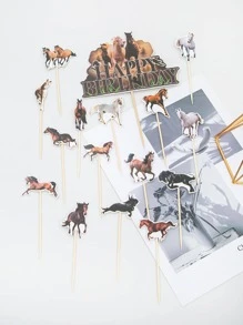 16入組馬設計蛋糕裝飾 - 彩色 - 查看 3