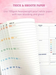 Undated Weekly Planner Notebook With To-Do List, Habit Tracker, Increase Productivity, Time Management - Pink - View 5