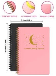 Undated Weekly Planner Notebook With To-Do List, Habit Tracker, Increase Productivity, Time Management - Pink - View 3