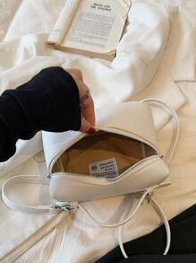 Túi đựng vải dập nổi Litchi Top Handle Zip xung quanh - Màu be - Xem 4