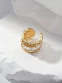 1pc Cubic Zirconia Decor Ear Cuff - Yellow Gold - View 4