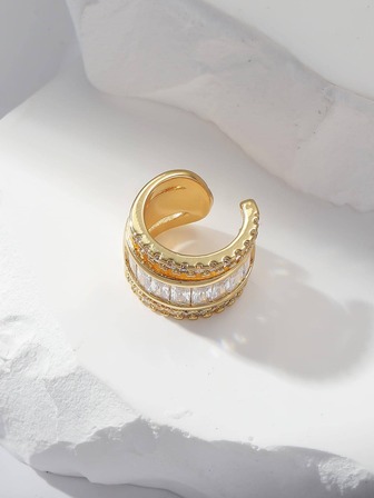 1pc Cubic Zirconia Decor Ear Cuff