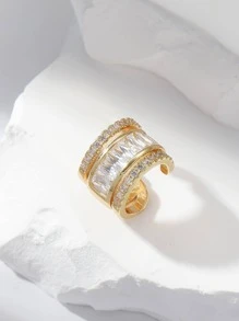 1pc Cubic Zirconia Decor Ear Cuff - Yellow Gold - View 3