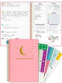 Undated Weekly Planner Notebook With To-Do List, Habit Tracker, Increase Productivity, Time Management - Pink - View 1