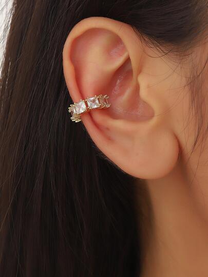 1入組方晶鋯石裝飾耳夾