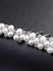 6pcs Faux Pearl Decor Bridal Hair Pin - Silver - View 3