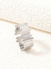 幾何設計開口戒指 - 銀色 - 查看 5