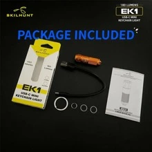 skilhunt 1pc 180 Lumens USB-C Rechargeable Mini Keychain LED Flashlight NICHIA 219-F V2 R90 500 - Black - View 11