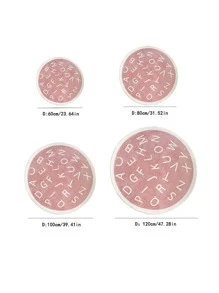 1pc Pink Faux Cashmere Round Decorative Rug Letter Area Carpet Non-Slip Living Room Bedroom Kids Play Mat Nursery Decor Soft Educational Carpet Classroom Rug Suitable For Play - Pink - View 4