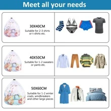 Pack Of 3 Laundry Net For Washing Machine Coarse Laundry Bag With Cord Stopper Durable Laundry Net - White - View 2