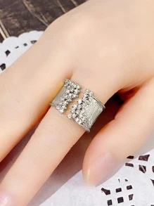 1 chiếc nhẫn Cubic Zirconia thanh lịch, quà tặng Ngày Valentine cho nữ, nhẫn cưới/nhẫn đính hôn, quà tặng cho mẹ, quà tặng Ngày của Mẹ. - Bạc - Xem 5