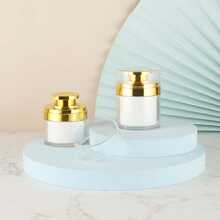 1入組金色無氣罐空亞克力奶油乳液瓶可填充化妝品容器便攜