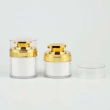 1入組金色無氣罐空亞克力奶油乳液瓶可填充化妝品容器便攜