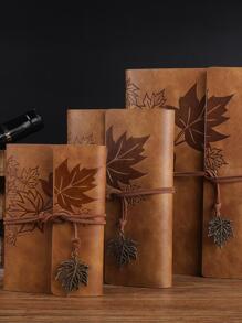 1 pieza con diseño de hoja Cuaderno , café marrón retro Cuaderno para oficina