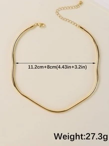 1pc Simple European And American Style Gold Wave Circle Choker Necklace - Yellow Gold - View 3