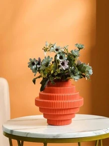 1 chiếc bình hoa bằng nhựa thiết kế hình bánh răng bất đối xứng theo phong cách Bắc Âu, bình hoa trang trí nhà cửa (Không bao gồm hoa) - trái cam - Xem 1