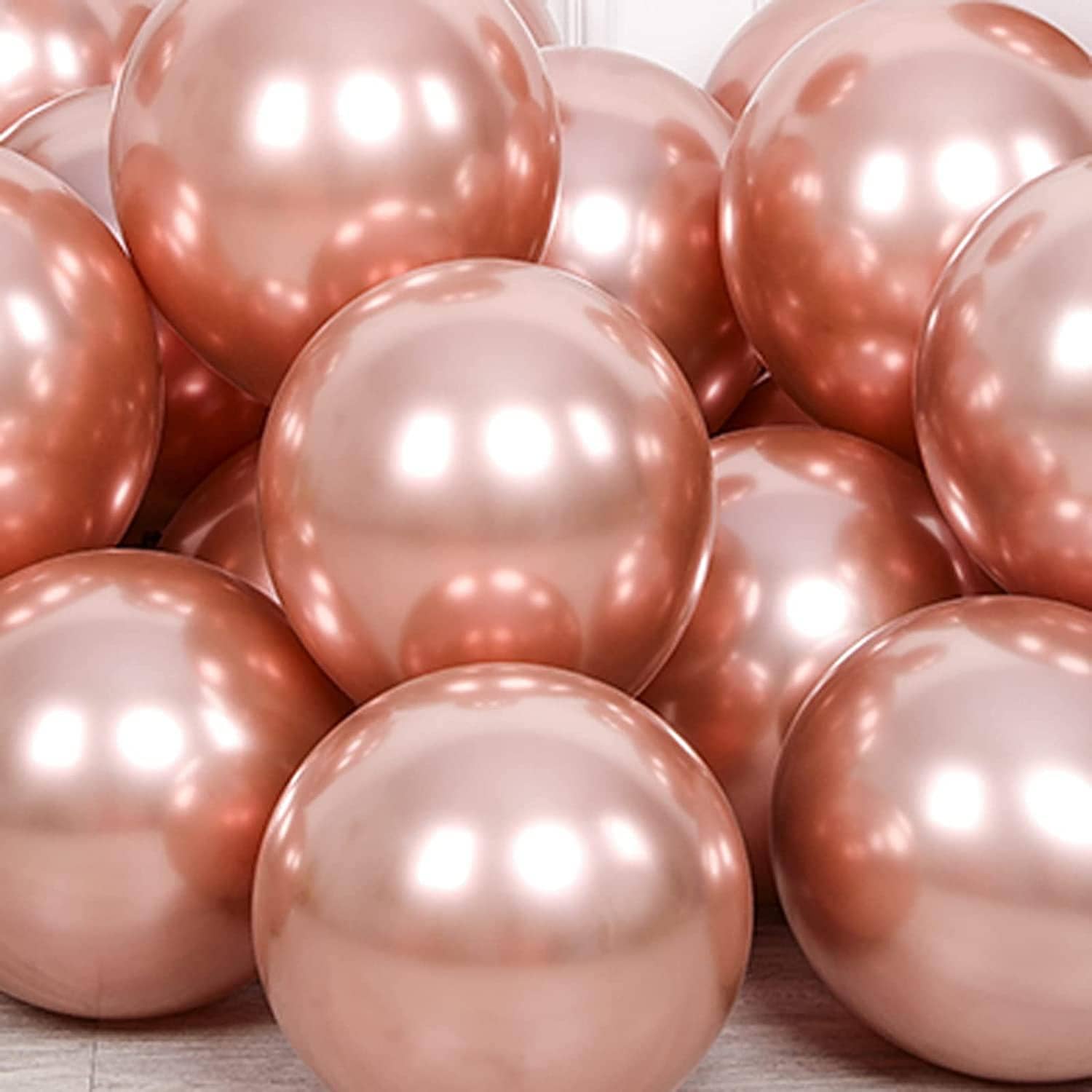 50pcs Metallic Balloon Set, 12 Inch Rose Gold Latex Balloon For Party Decor - Rose Gold - View 1