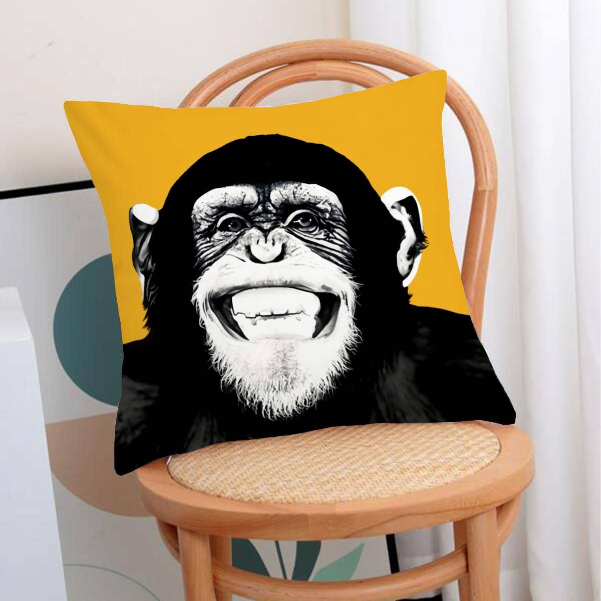 1pc Orangutan Pattern Cushion Cover Without Filler, Fabric Decorative Throw Pillow Case For Living Room, Home Decor - Multicolor - View 5