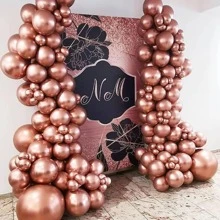 50pcs Metallic Balloon Set, 12 Inch Rose Gold Latex Balloon For Party Decor - Rose Gold - View 6