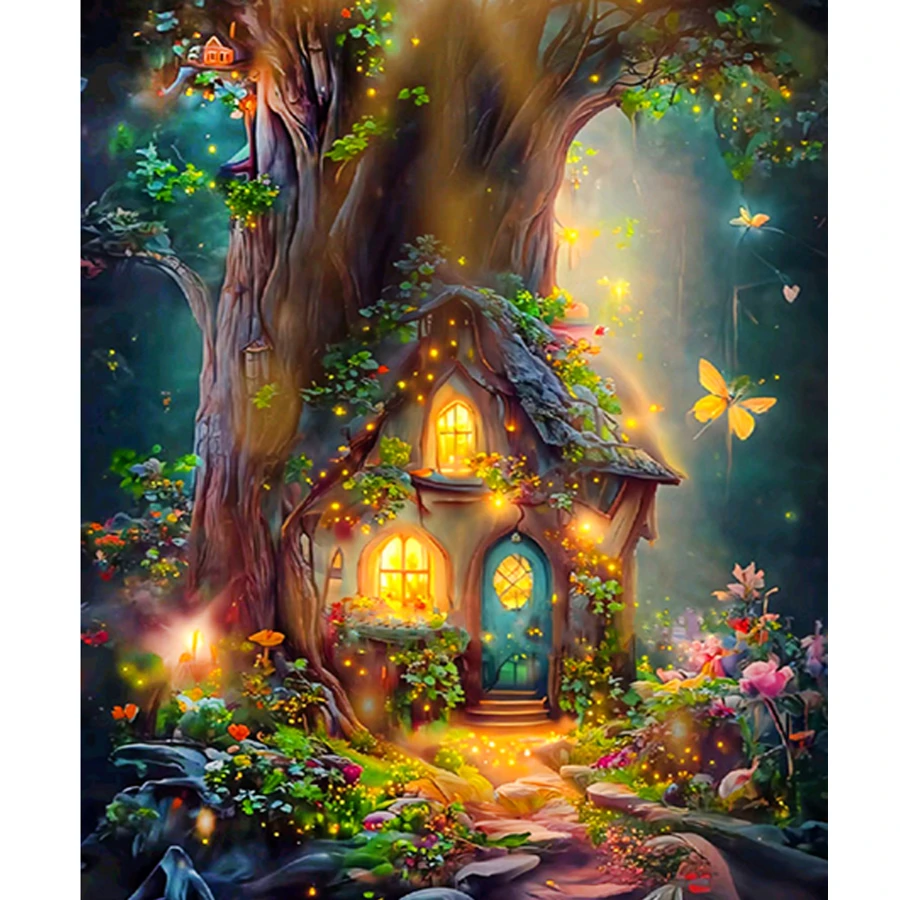 Diy Painting By Numbers For Adults Starter Kits Forest Personalized Gift Paint With Numbers For Home Decors 40x50cm/16x20inch Without Frame