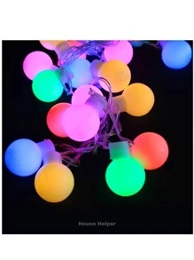 Varal Cordão Pisca Pisca com 40 Bolas LED 6 Metros BIVOLT Fio Transparente - Multicolorido - Visão 4