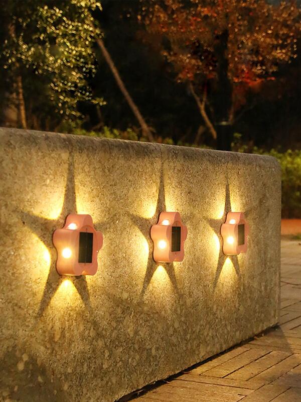 1pc Outdoor Waterproof Home Yard Decorative Flower Shaped Solar Wall Light For Garden Lighting