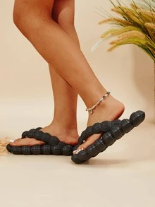 Women Bubble Flip Flops, Preppy  EVA Slippers - 黑色 - 查看 5