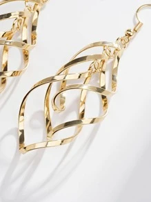 1 Đôi bông tai móc kim loại xoắn ốc nhiều lớp, thích hợp làm phụ kiện trang sức hàng ngày cho nữ giới. - Vàng - Xem 4