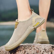 運動鞋適用於男士拼接網紗一腳蹬運動鞋