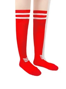 足球襪過膝足球運動襪男女,防滑透氣 - 紅色 - 查看 3