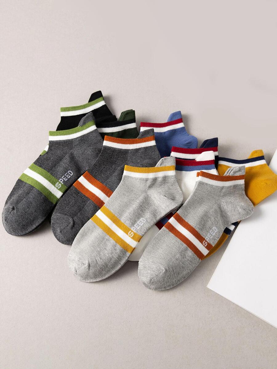 10pairs Women Striped Pattern Casual Ankle Socks For Daily Life - Multicolor - View 1