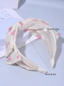 Phụ nữ in hoa nơ trang trí băng đô thời trang rộng để trang trí tóc - Màu be - Xem 3
