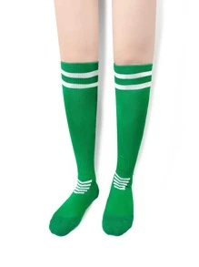 男女適用足球運動過膝高筒襪,運動壓縮長襪透氣且防滑 - 綠色 - 查看 4