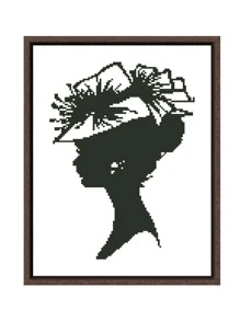 漂亮女孩十字绣套件，纯色图案，适合初学者 - 白色 - 查看 1