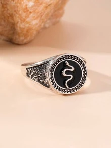 Snake Detail Ring - Silver - View 1