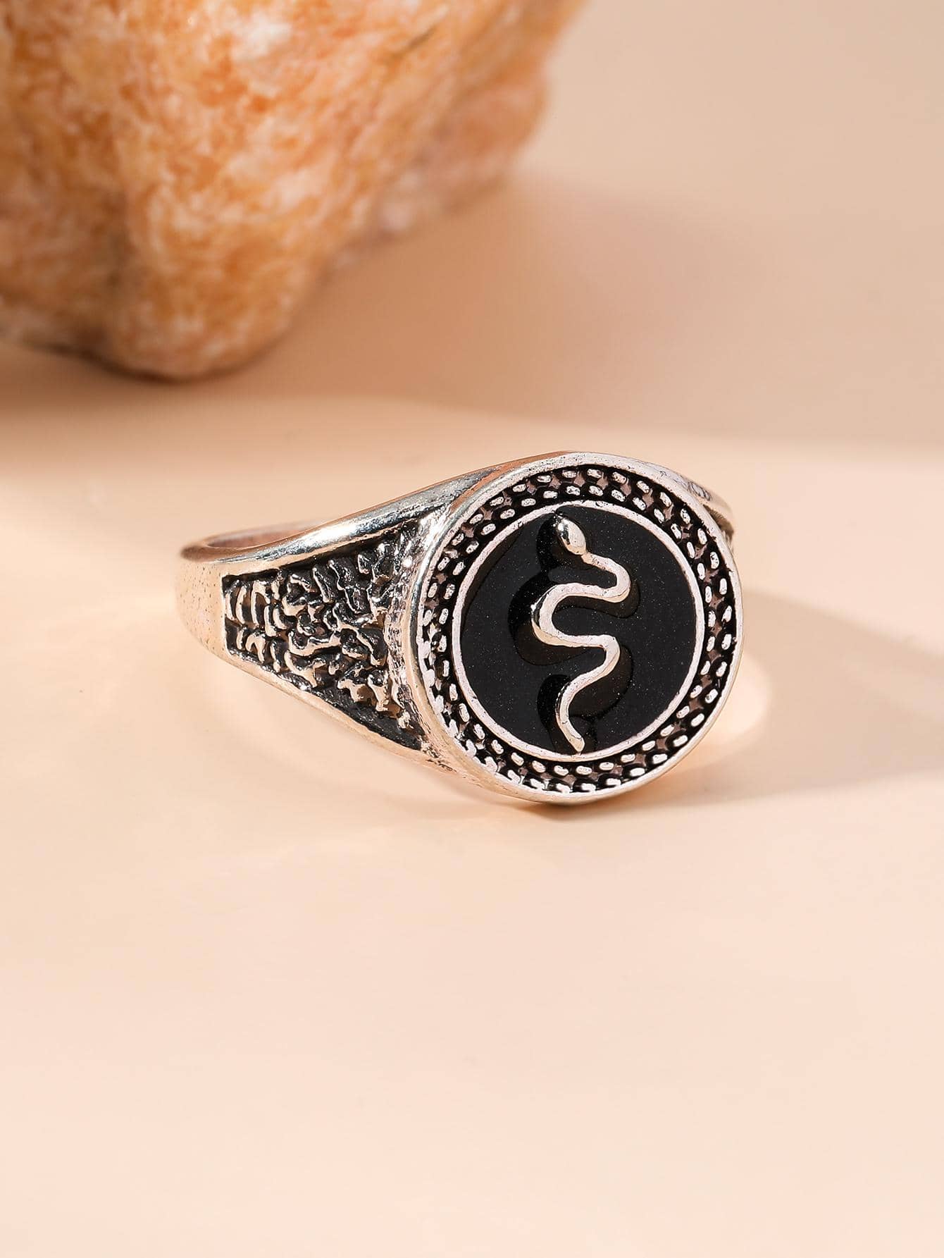 Snake Detail Ring - Silver - View 1