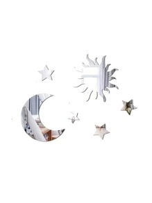 6入組月亮和星形鏡子牆貼