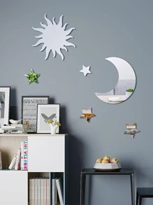 6入組月亮和星形鏡子牆貼