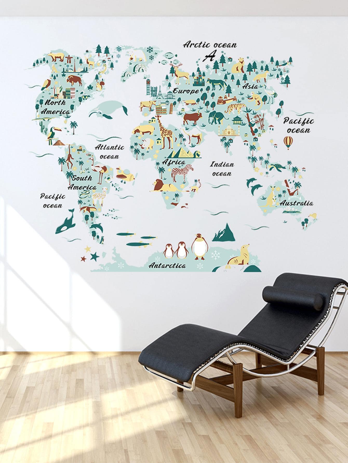 卡通圖形牆貼，PVC自粘牆藝術貼花，適用於家居裝飾 - 彩色 - 查看 1