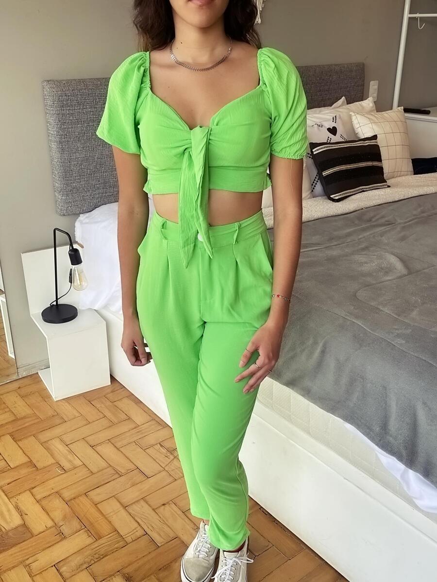 Women Two-piece Outfits - 青檸色 - 查看 1