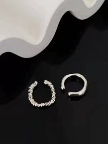 2 chiếc vòng bít tai tối giản - Bạc - Xem 2