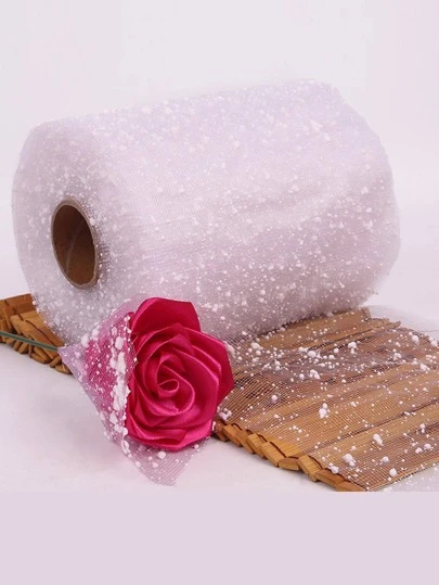1 Roll White Floral Packaging Snow Flake Mesh,Christmas