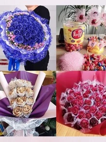 1 Cuộn Bao Bì Hoa Trắng Lưới Tuyết, Giáng Sinh - trắng - Xem 6