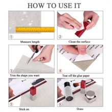 1pc Rhinestone Decor Tape, 7.8 X  9.4 Inch Self Adhesive Glitter Car Phone Craft Decorative Sticker, For DIY - White - View 6